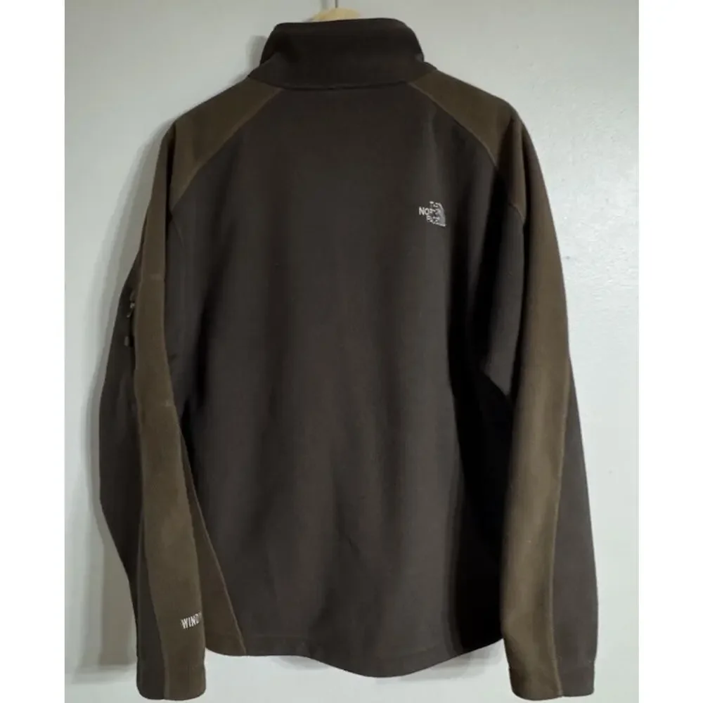 North Face Jacket Mens Large Windfall Fleece Full Zip Brown High Collar Pockets